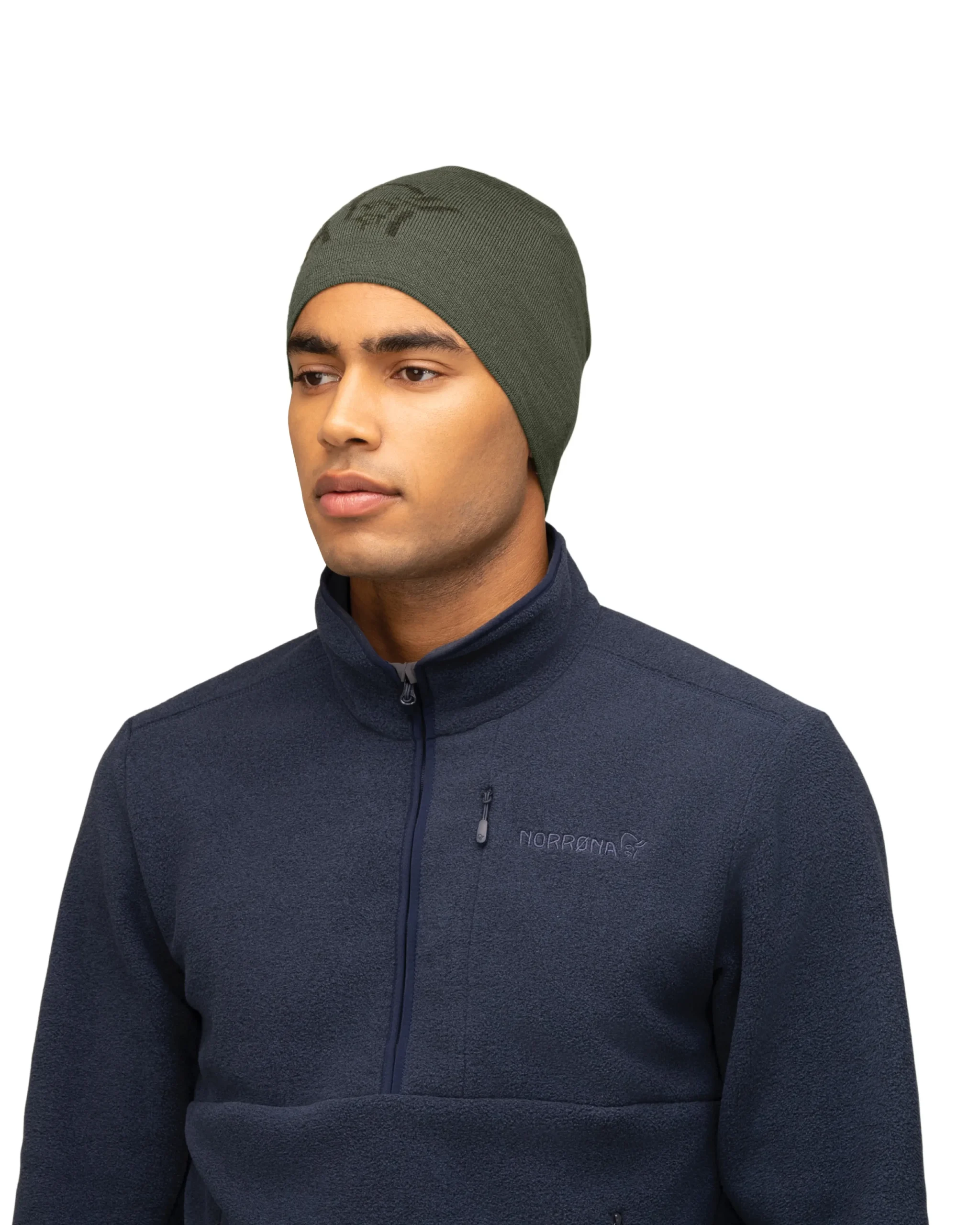 /29 light merinoUll logo Beanie